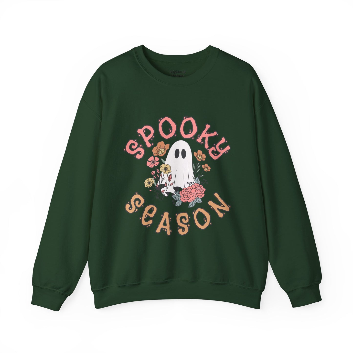 Spooky Season Ghost Sweatshirt – Cute Floral Halloween Crewneck, Pastel Aesthetic Fall Pullover