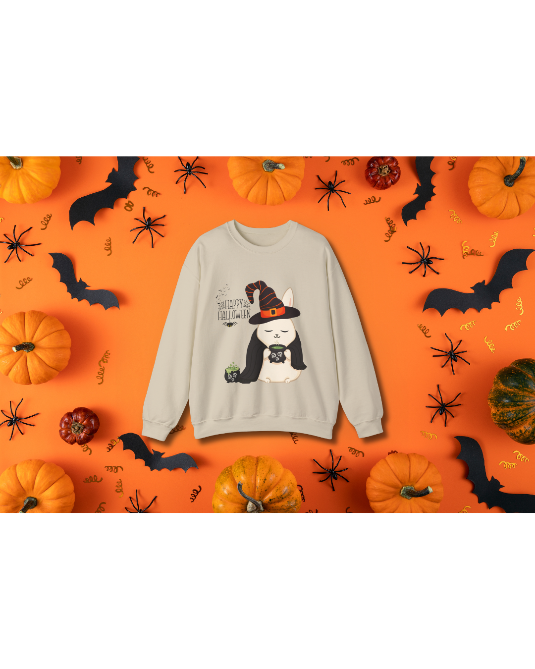 Witch Bunny Halloween Sweatshirt β Cute Cozy Fall Pullover, Spooky Cauldron Crewneck, Unisex Holiday Sweater