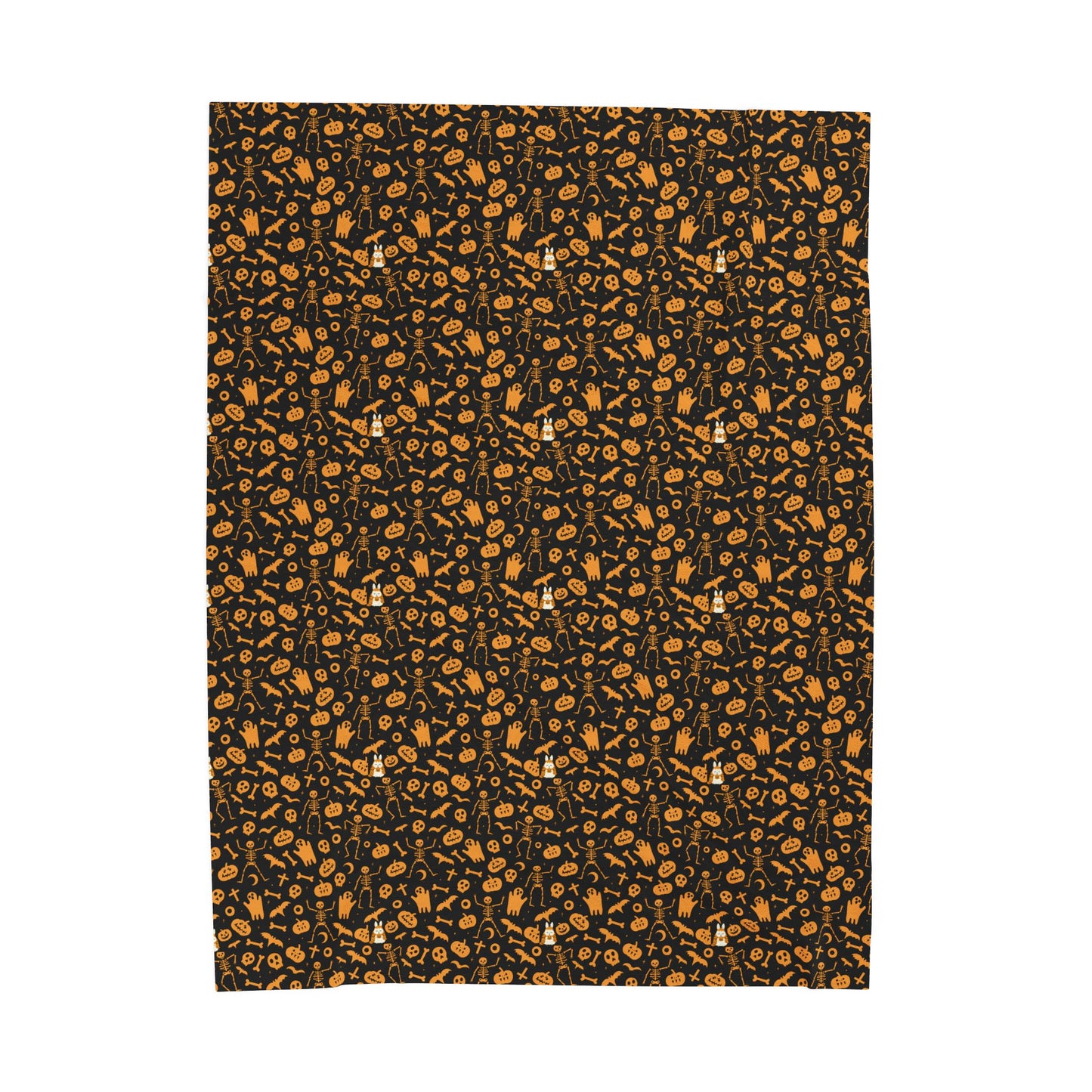 Spooky Cozy Halloween Blanket – Soft Black & Orange Fall Throw with Pumpkin, Bat & Ghost Pattern, Perfect for Autumn Home Decor
