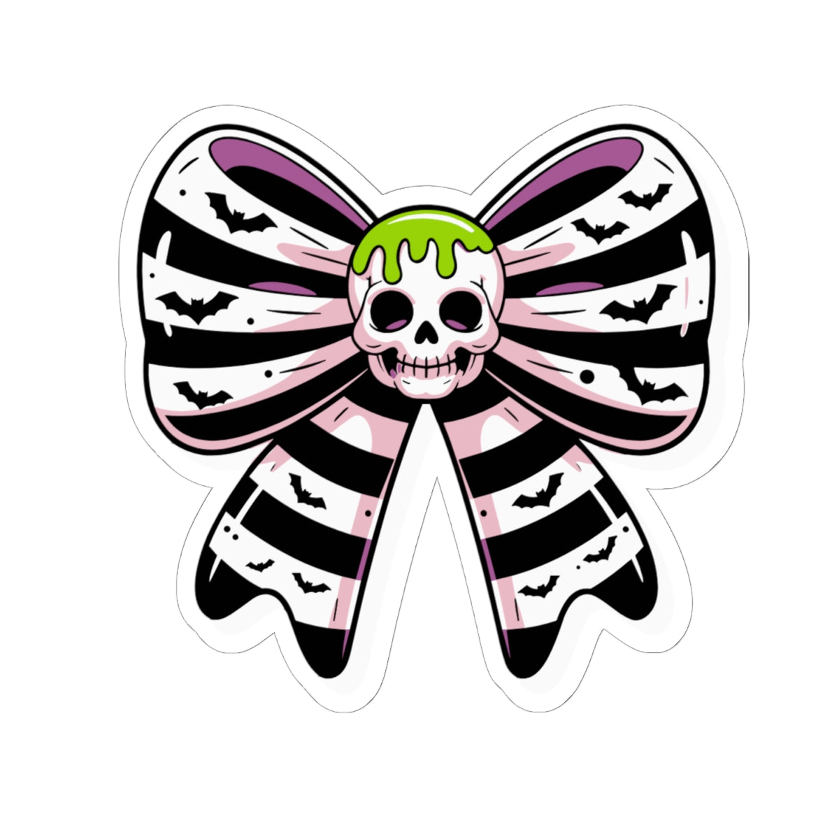 Gothic Skull Bow Kiss-Cut Stickers | Cute Planner Decals | Halloween Decor | Party Favors | Edgy Gifts | Laptop Adhesives