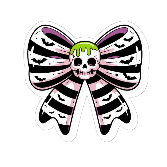 Gothic Skull Bow Kiss-Cut Stickers | Cute Planner Decals | Halloween Decor | Party Favors | Edgy Gifts | Laptop Adhesives